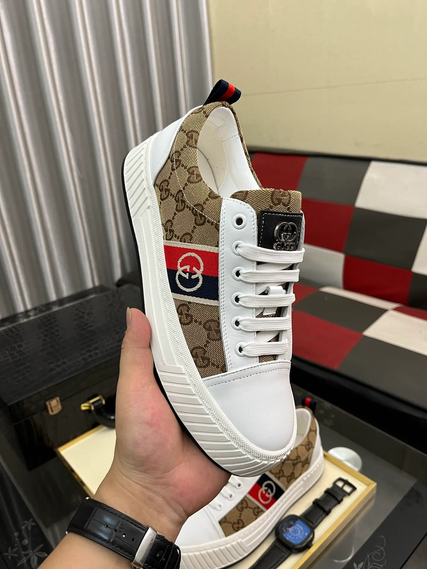 Men's shoes 💰400⌚️⌚️《GUCCI*》The latest hot-selling casual shoes, top brand [seduce] luxury~purchase, top~quality. [Strong] The upper is made of imported breathable cowhide stitching fabric material ➕ Breathable sheepskin feet (•) Fine workmanship. Code number: 38-442️⃣Colors available